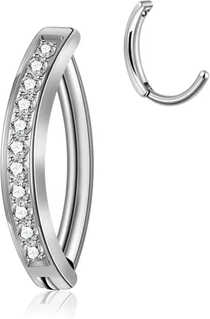 1PC 14G 1.6MM Titanium Belly Button Ring Clicker Belly Piercing Reverse Curved Hoop Navel Barbell Belly Ring for Women