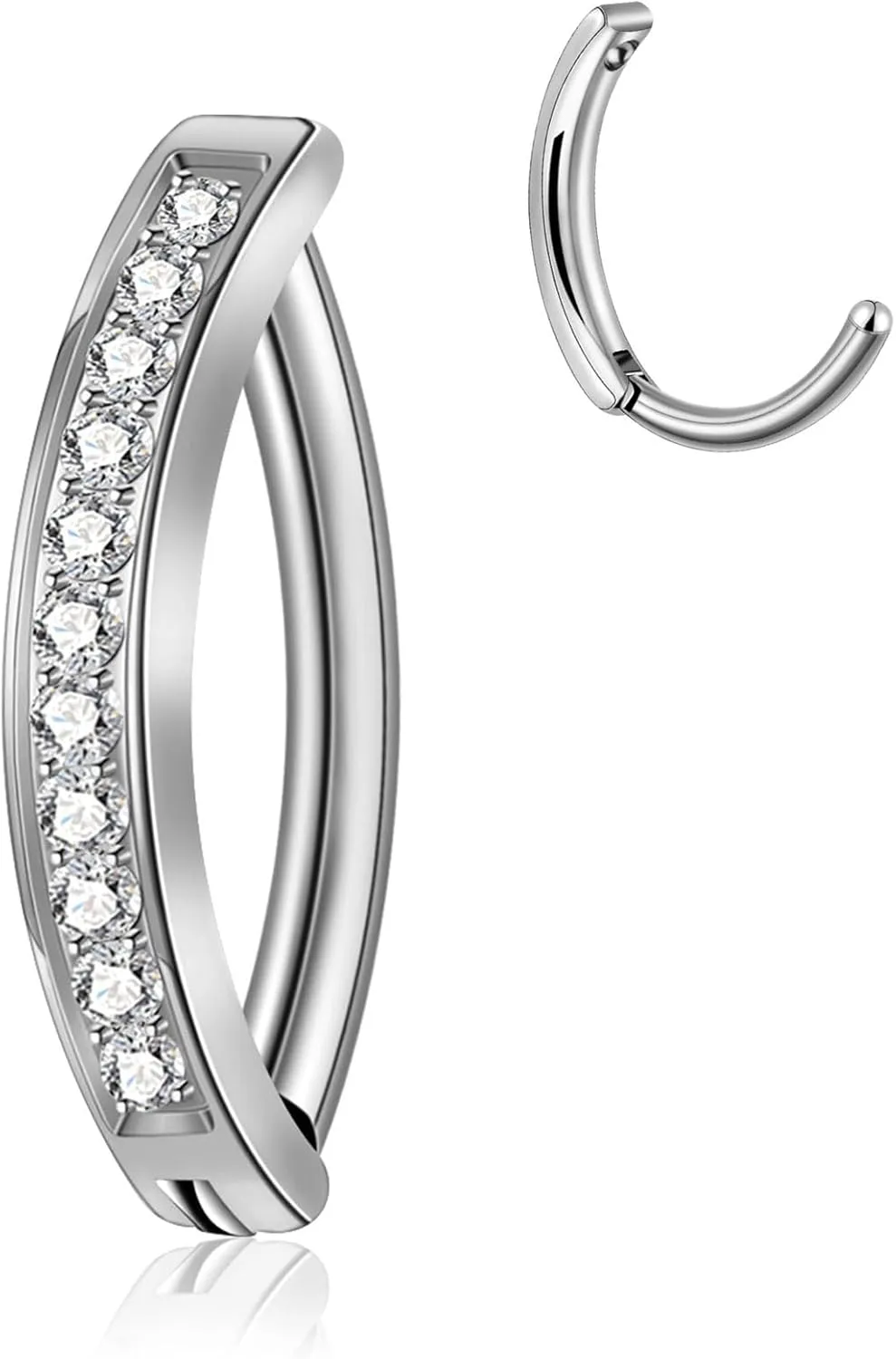 1PC 14G 1.6MM Titanium Belly Button Ring Clicker Belly Piercing Reverse Curved Hoop Navel Barbell Belly Ring for Women