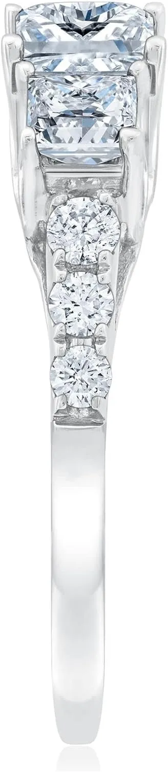 2 Carat 3 Stone Princess cut Bridal Set Moissanite Engagement Rings for Women Platinum Plated Silver Princess Moissanite Rings