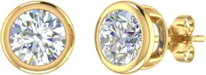 2 Carat Diamond Stud Earrings in 14K Gold - IGI Certified