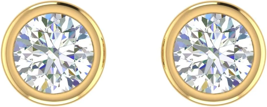 2 Carat Diamond Stud Earrings in 14K Gold - IGI Certified