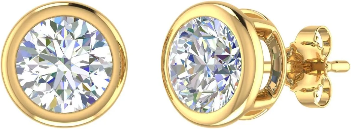 2 Carat Diamond Stud Earrings in 14K Gold - IGI Certified