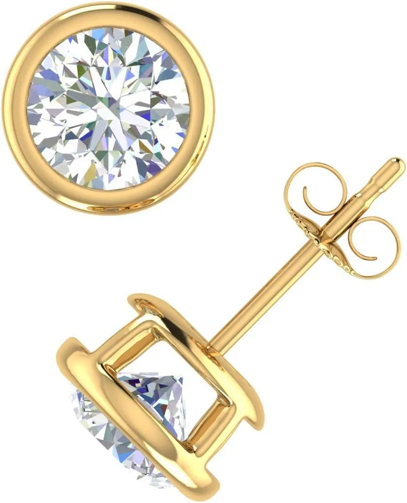 2 Carat Diamond Stud Earrings in 14K Gold - IGI Certified