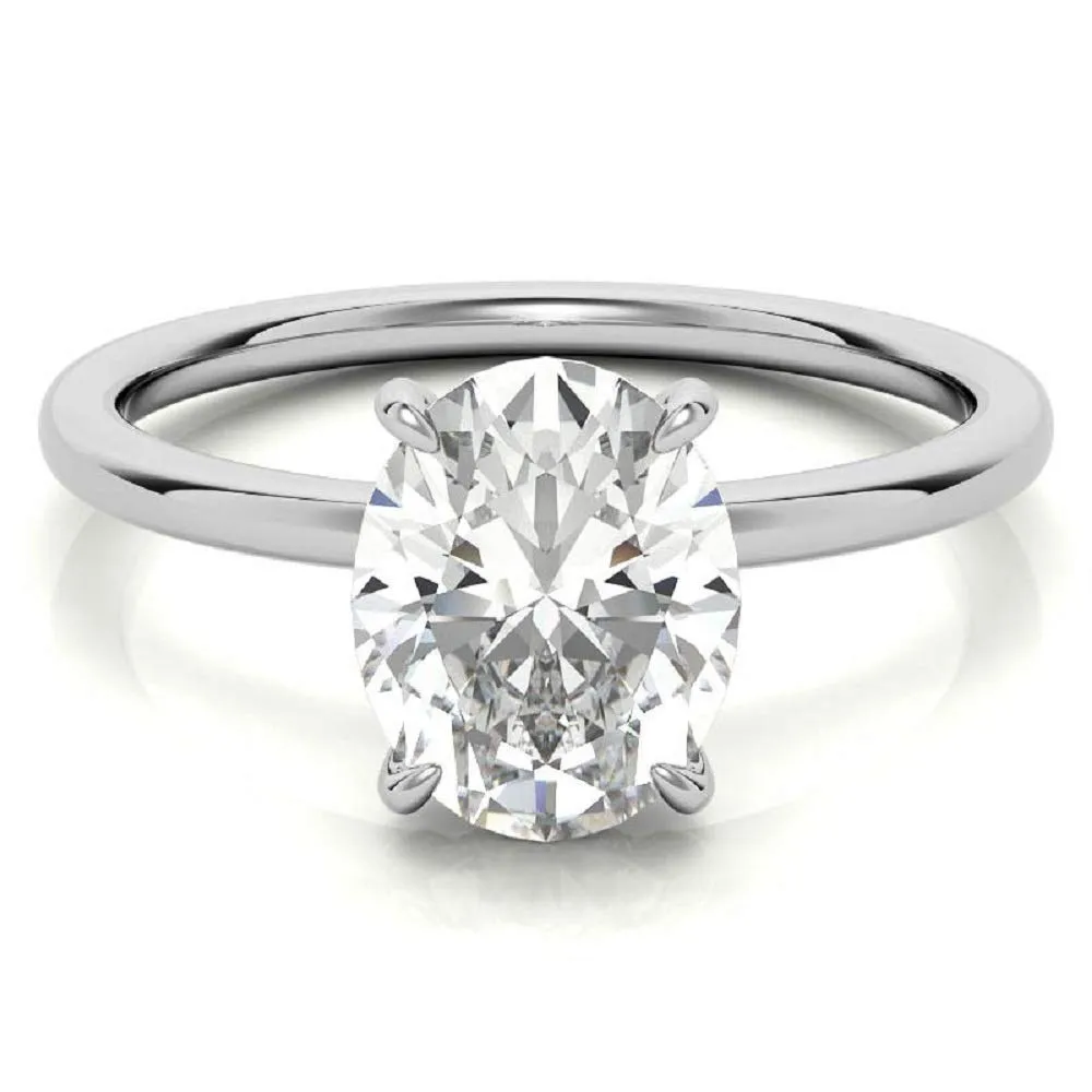 2 CT Oval Solitaire Moissanite Engagement Ring for Women | Platinum Ring | Diamond Wedding Bridal Jewelry | Gift for Her | Anniversary Rings (8)