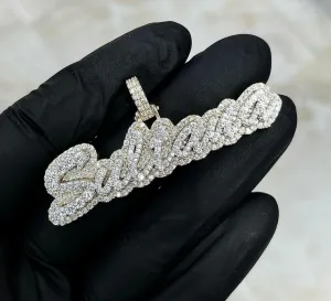 2 Ct Round Natural Moissanite Layered Name Sign Pendant  Silver Name Letter Pendant  Hip Hop Mens Pendant Necklace Charm  Stylish Personalized Pendant for Men