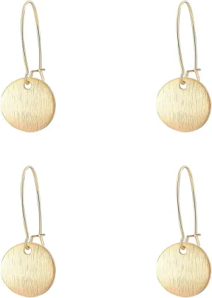 2 Pairs Gold Circle Disc Dangle Drop Earrings for Women Lightweight Small Round Hoop Statement Earrings Minimalist Jewelry for Women Gift for Her