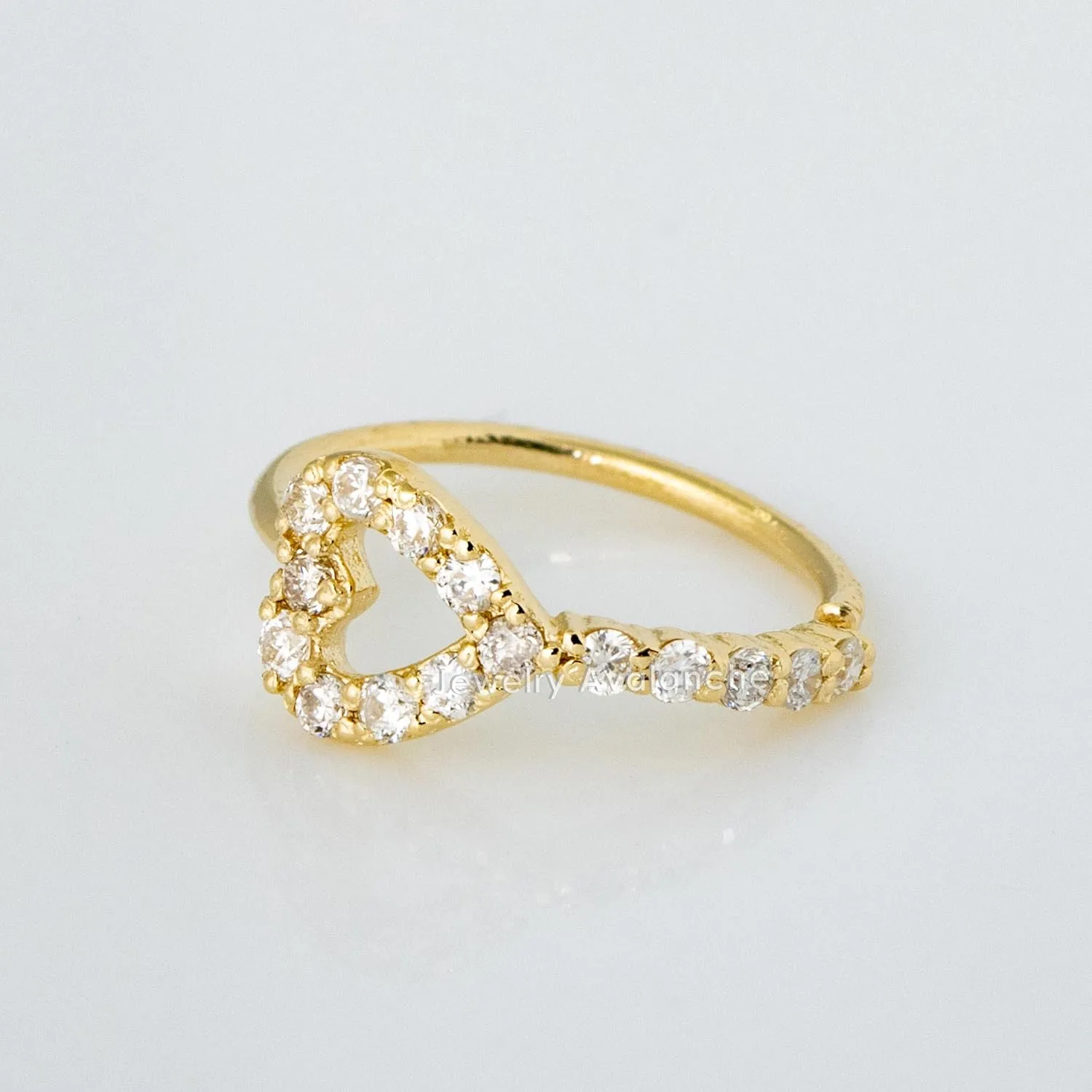 20G 14K Gold Heart Half-eternity Nose Ring, 0.17ctw Diamond Nose Hoop, Twist-open 5/16"(8mm) Nose Ring, April Birthstone Hoop Unisex
