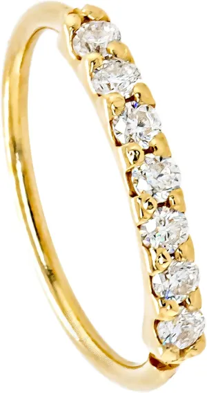 20G 14K Gold Nose Hoop Ring with Moissanites Half Eternity Nose Hoop, Helix Ring, Tagus Hoop, Cartilage Ring