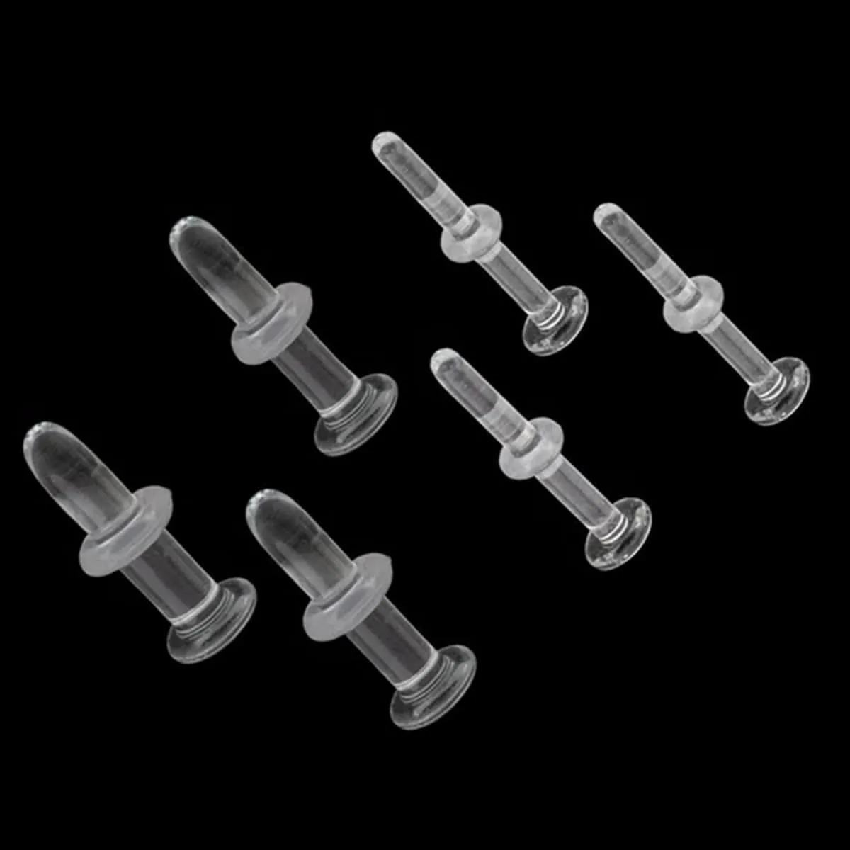 20G-8G Flat Back Labret Glass Retainers with O-Ring For Helix Cartilage Earrings Tragus Lip Ring Nose Stud Clear Retainer Piercing 1/2"