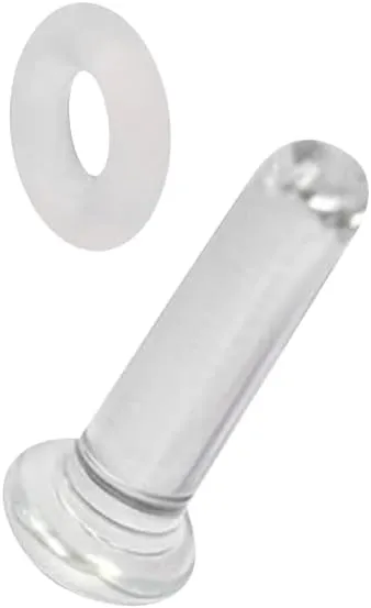 20G-8G Flat Back Labret Glass Retainers with O-Ring For Helix Cartilage Earrings Tragus Lip Ring Nose Stud Clear Retainer Piercing 1/2"