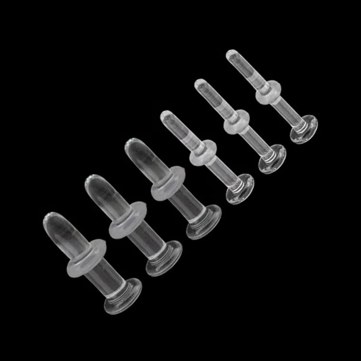 20G-8G Flat Back Labret Glass Retainers with O-Ring For Helix Cartilage Earrings Tragus Lip Ring Nose Stud Clear Retainer Piercing 1/2"