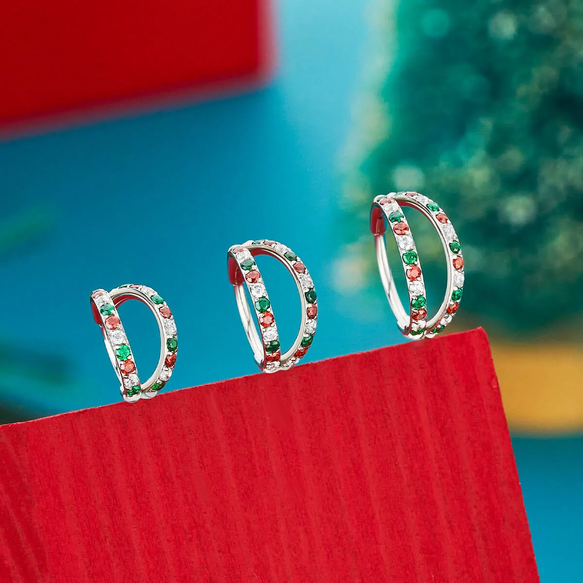 20G Christmas Color Combo Double Hoop Nose Ring