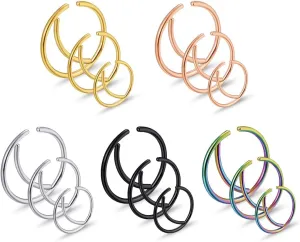 20G Moon Hoop Nose Ring Set Septum Ring for Women and Men Stainless Steel Nose Ring Piercing Jewelry in 8mm 10mm 12mm Comfort Fit
