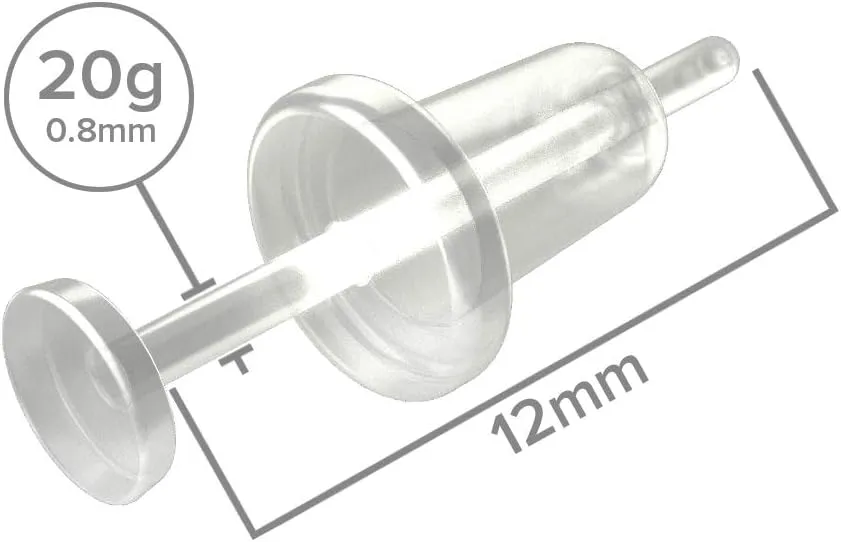 20g Stud Earrings Cartilage Piercing Flexible Bioflex Clear Ear Lobe Push-Fit Retainers Invisible Jewelry