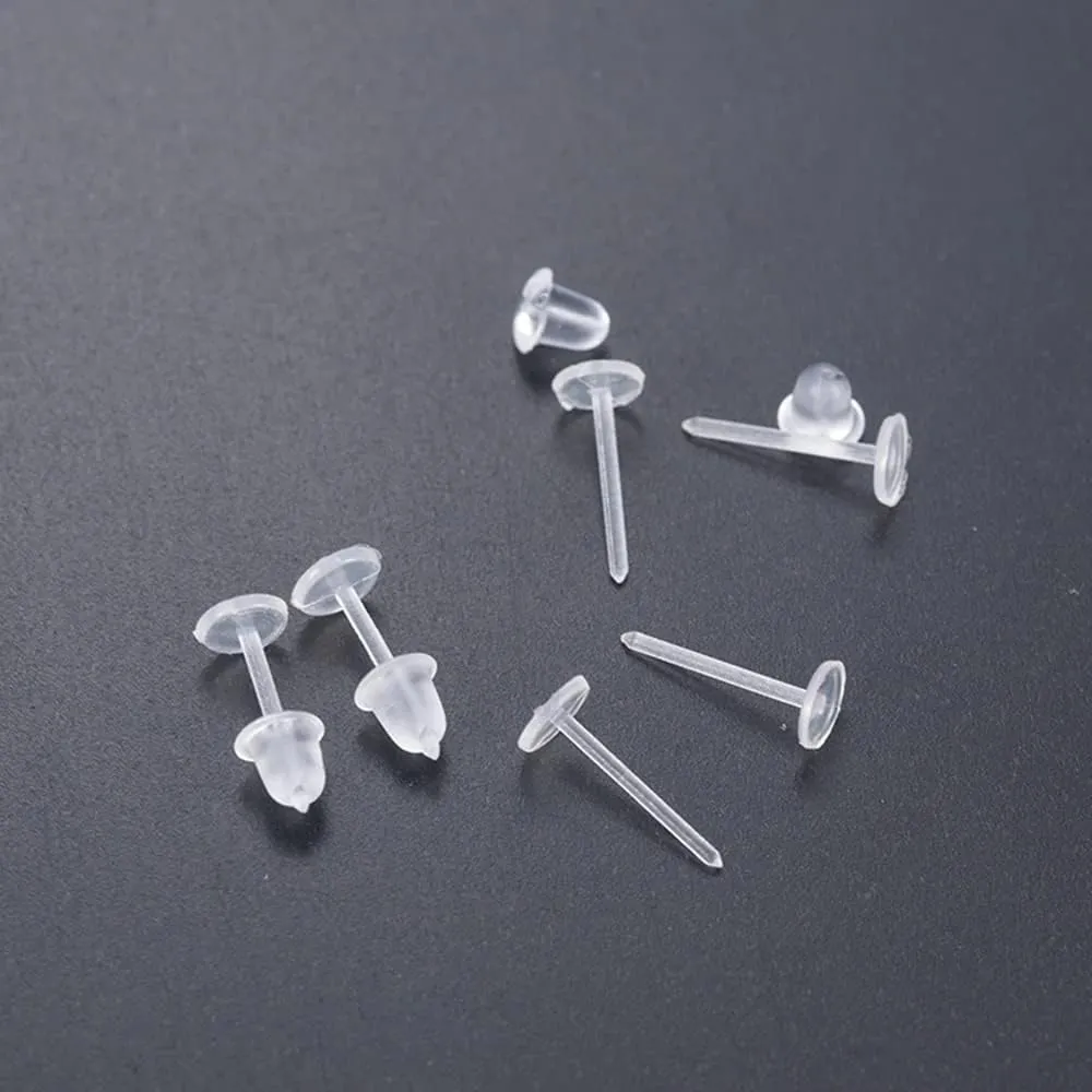 20g Stud Earrings Cartilage Piercing Flexible Bioflex Clear Ear Lobe Push-Fit Retainers Invisible Jewelry