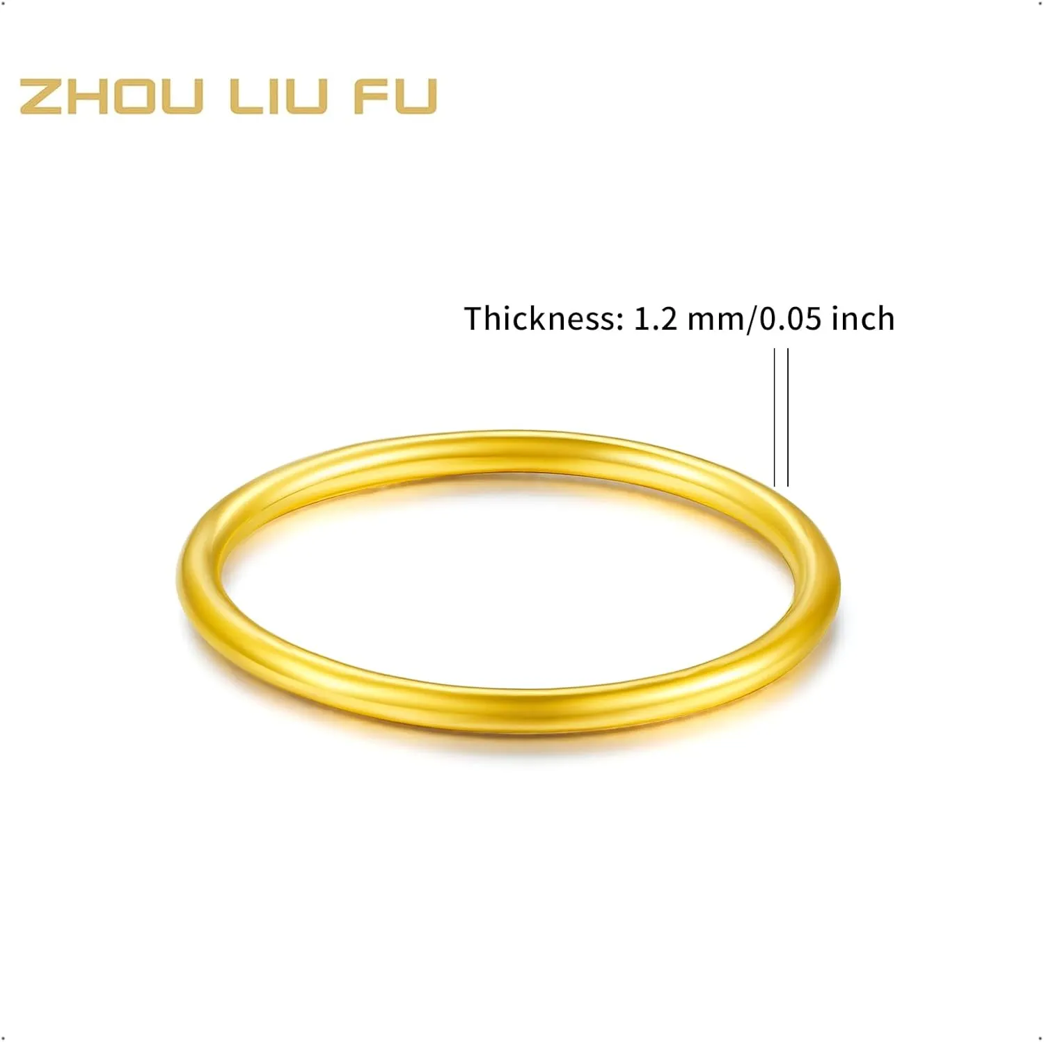 24K Real Gold Ring Simple Unisex 999 Gold Ring with Jewelry Box for Women Men Couple Lover Boyfriend Girlfriend Birthday Anniversary(Size:46.5-61.9)