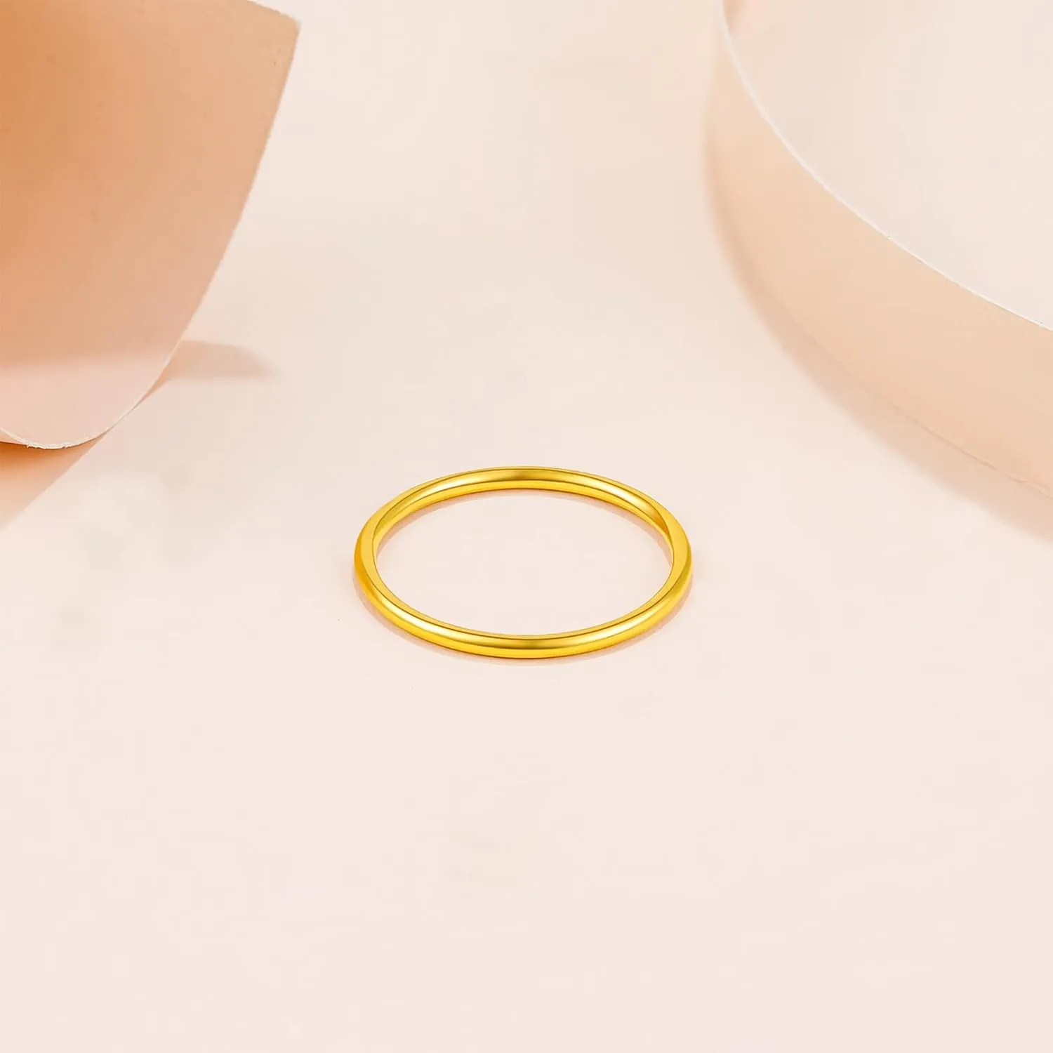 24K Real Gold Ring Simple Unisex 999 Gold Ring with Jewelry Box for Women Men Couple Lover Boyfriend Girlfriend Birthday Anniversary(Size:46.5-61.9)
