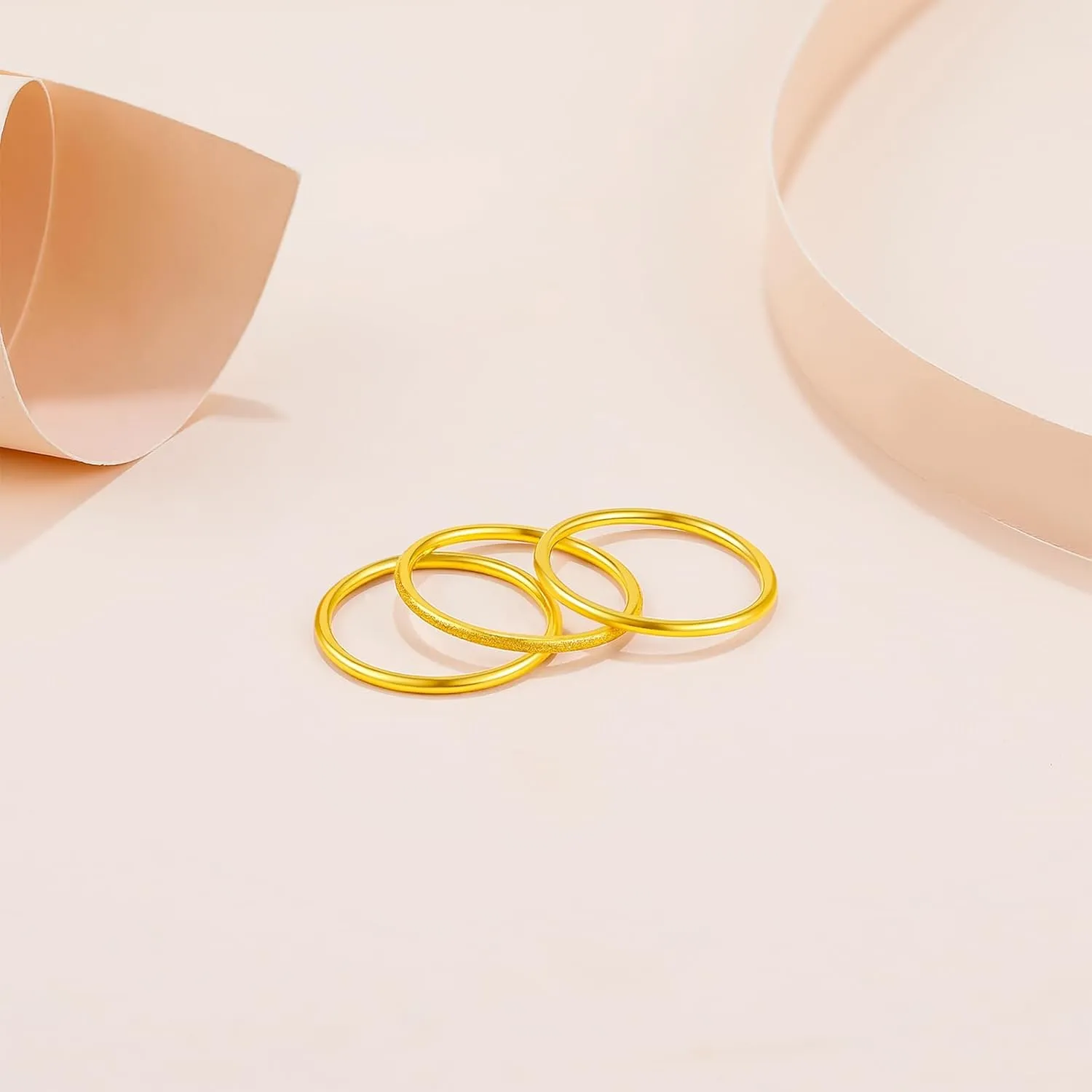 24K Real Gold Ring Simple Unisex 999 Gold Ring with Jewelry Box for Women Men Couple Lover Boyfriend Girlfriend Birthday Anniversary(Size:46.5-61.9)