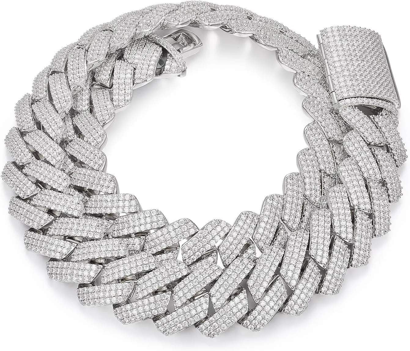 25MM Cuban Link Chain for Men 20inch Thick Iced Out Chain 18K Gold Plated 5A  Zicron Cuban Necklace Silver Iced Out Miami Necklace Bling Luxury Jewelry