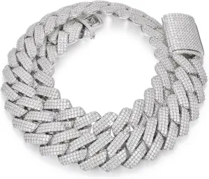 25MM Cuban Link Chain for Men 20inch Thick Iced Out Chain 18K Gold Plated 5A  Zicron Cuban Necklace Silver Iced Out Miami Necklace Bling Luxury Jewelry