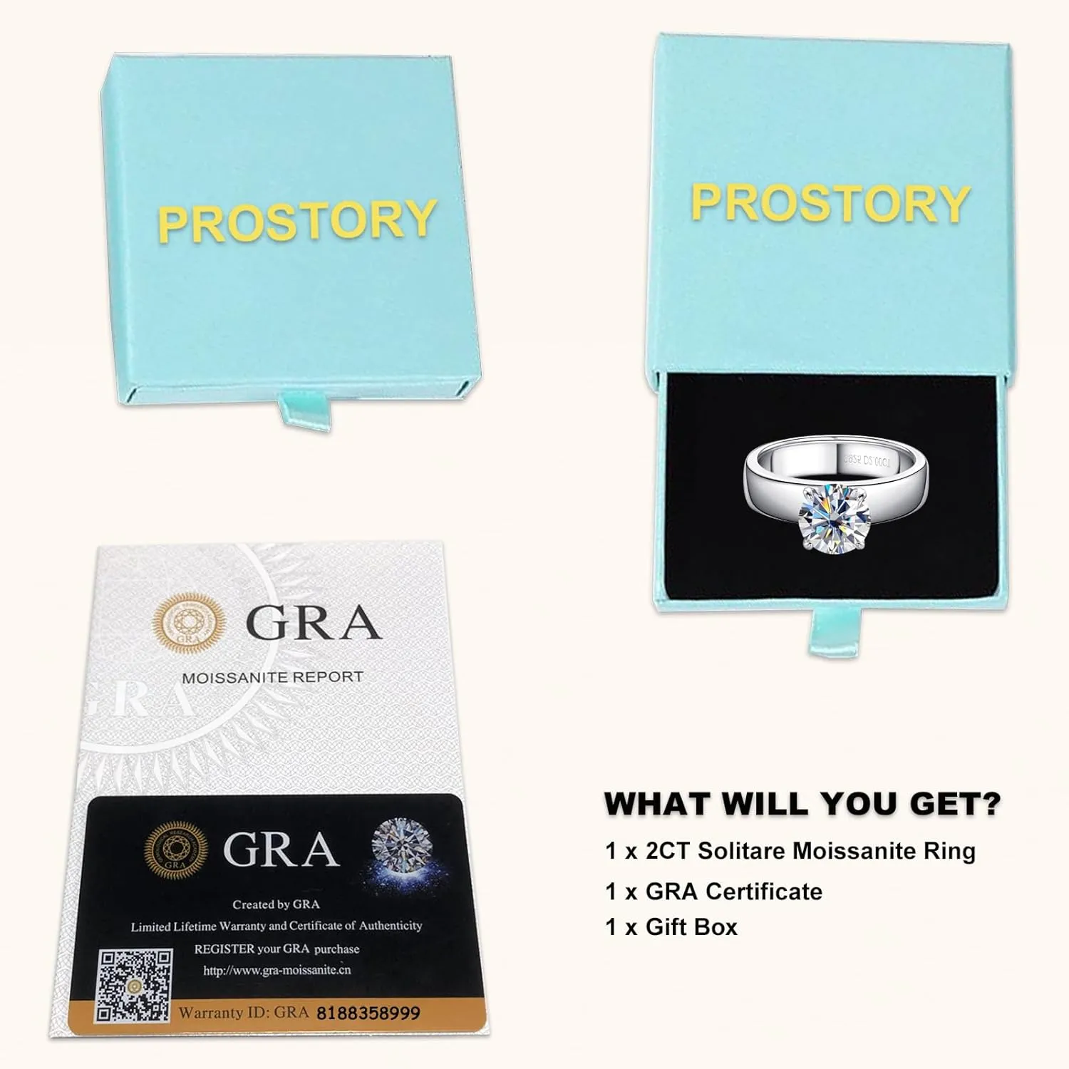 2CT Solitare Moissanite Engagement Ring D Color VVS1 Clarity Anniversary Rings 925 Sterling Silver 4 Prong Moissanite Ring for Women or Wife Gifts