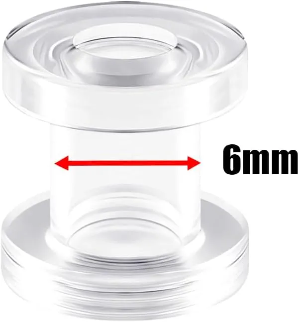 2g 2 Gauge Clear Acrylic Screw fit Flesh Tunnels Ear Plugs Ear Stretching 2Pcs