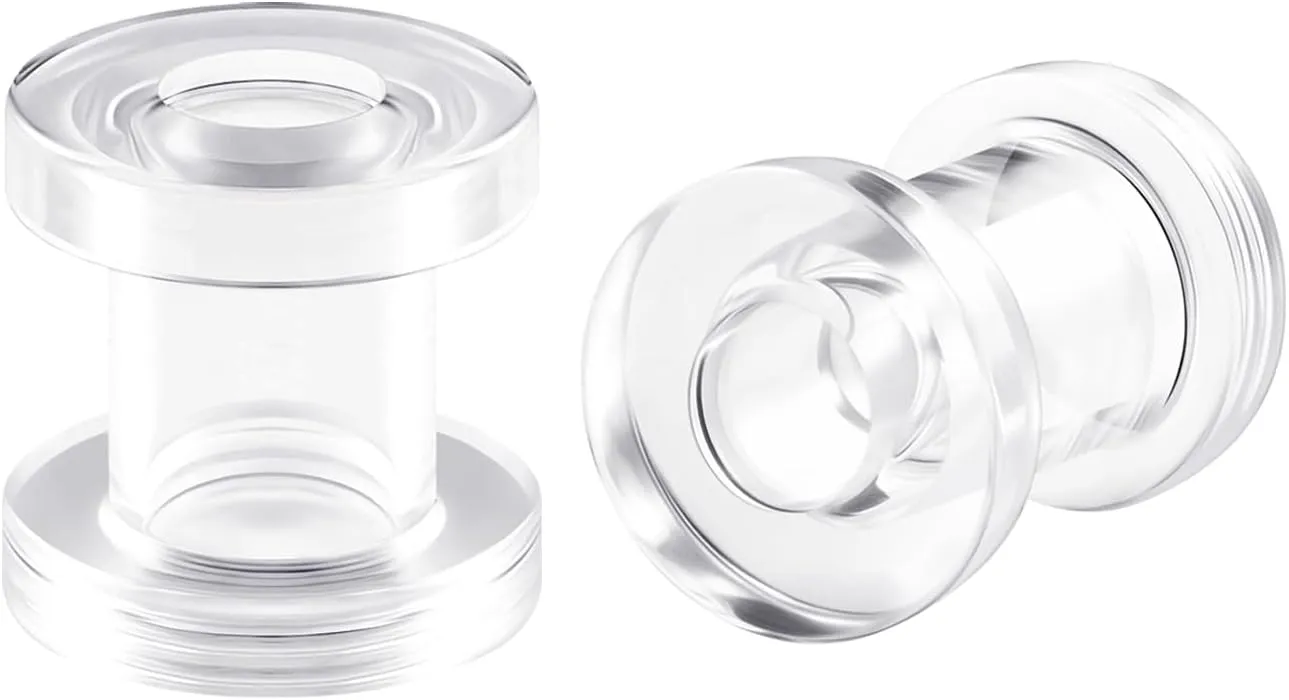 2g 2 Gauge Clear Acrylic Screw fit Flesh Tunnels Ear Plugs Ear Stretching 2Pcs