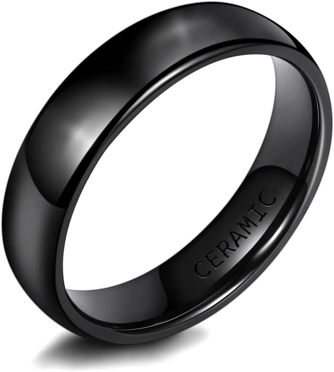 2mm 4mm 6mm Black/White Ceramic Rings for Men Women Comfort Fit Engagement Wedding Band Size 3-13