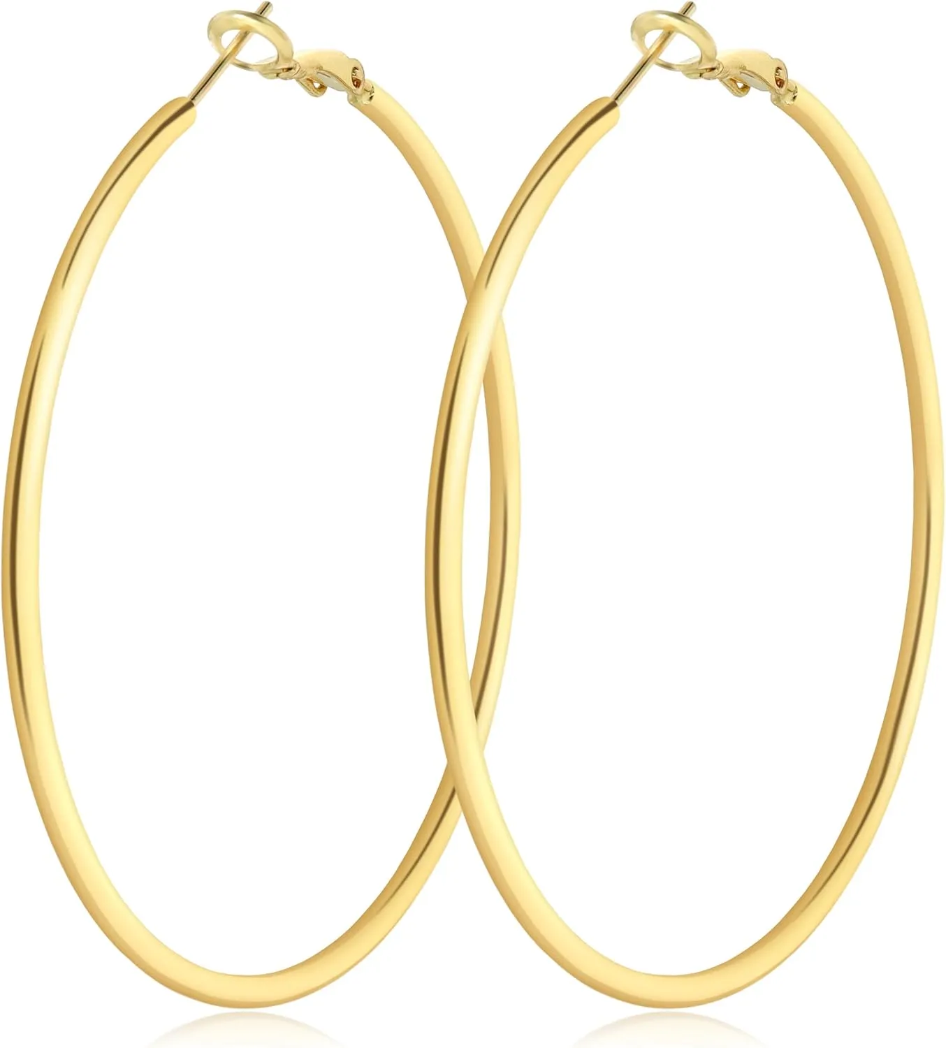 2mm Thin Gold Hoop Earrings 14k Gold Plated Large Big Hoops for Women Lightweight Hoop Earrings Jewelry for Women Trendy 40/50/60/70mm
