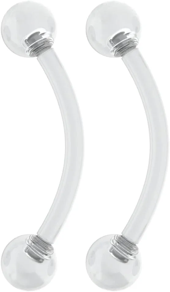 2pc 16g Vertical Labret Retainer Curved Barbell Clear Lip Plastic Gauge Earrings Ring For Women (choose Quantity, Diameter)