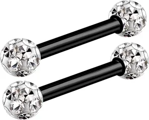 2pcs 16g Barbell Earrings Black Titanium G23 Helix Cartilage Anti Tragus Vertical Forward Triple Lobe Ferido Balls B2JCC