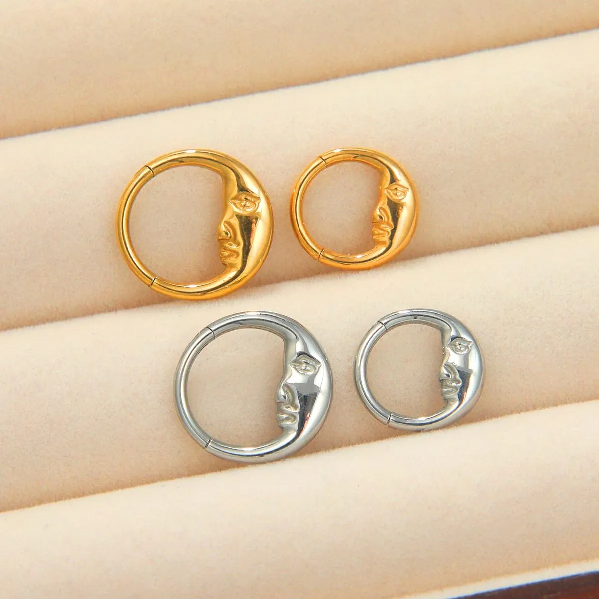 2Pcs 16G Moon Septum Rings for Women 316L Surgical Steel Septum Jewelry Nose Rings Hoops Hinged Segment Hoops Conch Helix Cartilage Earrings Body Piercing Jewelry 8mm 10mm