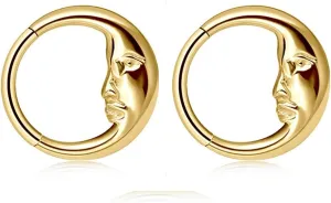 2Pcs 16G Moon Septum Rings for Women 316L Surgical Steel Septum Jewelry Nose Rings Hoops Hinged Segment Hoops Conch Helix Cartilage Earrings Body Piercing Jewelry 8mm 10mm