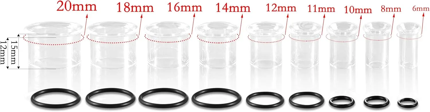 2Pcs Glass Ear Plugs and Tunnels Gauges - Crystal Clear & Rainbow, Hypoallergenic, Single Flared Saddle with O-Rings, Size 6mm-20mm Ear Expander Body Jewelry for Stretched Ears