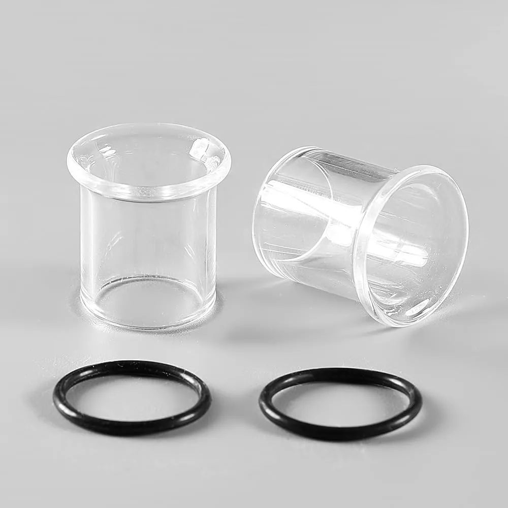 2Pcs Glass Ear Plugs and Tunnels Gauges - Crystal Clear & Rainbow, Hypoallergenic, Single Flared Saddle with O-Rings, Size 6mm-20mm Ear Expander Body Jewelry for Stretched Ears