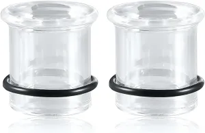 2Pcs Glass Ear Plugs and Tunnels Gauges - Crystal Clear & Rainbow, Hypoallergenic, Single Flared Saddle with O-Rings, Size 6mm-20mm Ear Expander Body Jewelry for Stretched Ears