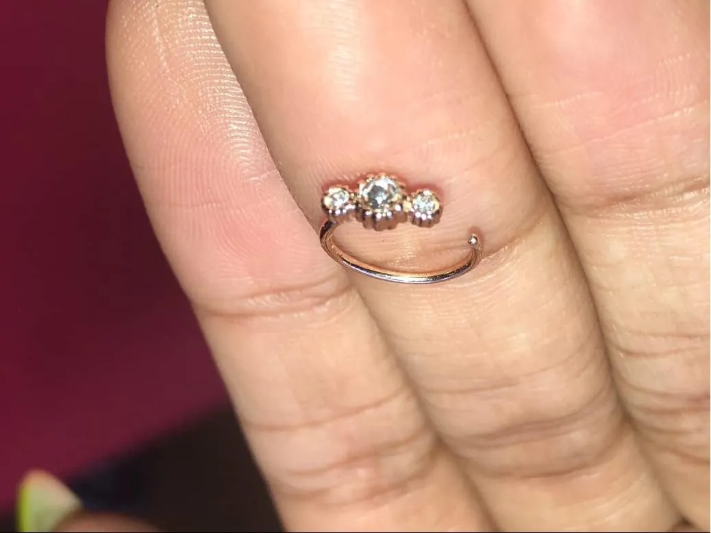 3 Round CZ Set Rose Gold IP Plated 316L Surgical Steel WildKlass Hoop Ring for Nose & Ear Cartilage