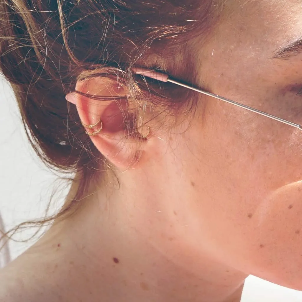 3 Round CZ Set Rose Gold IP Plated 316L Surgical Steel WildKlass Hoop Ring for Nose & Ear Cartilage