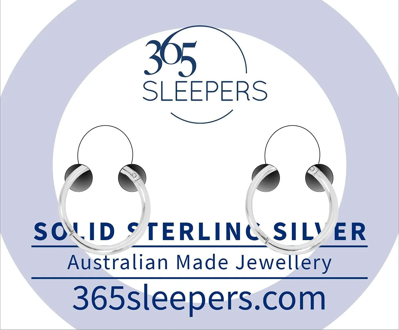 365 SLEEPERS 925 Solid Sterling Silver Australian Made 8mm - 14mm Hinged Sleeper Earrings Nose Lip Septum Tragus Hoop Segment Ring Nickel Free Hypoallergenic