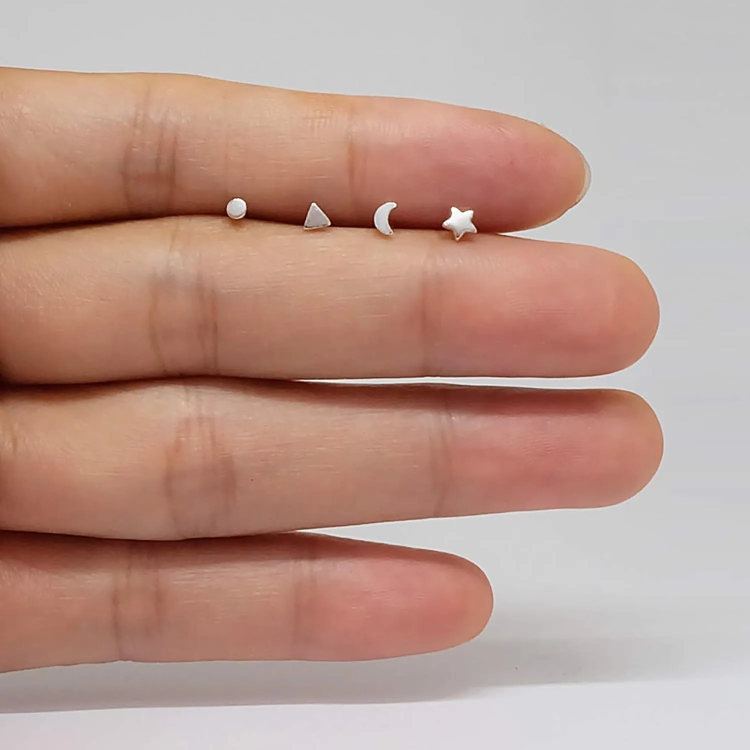 4 Pairs sterling silver Stud Earrings Cute Earrings sets for Women Star Moon Ball Heart Clear Studs earrings for Women