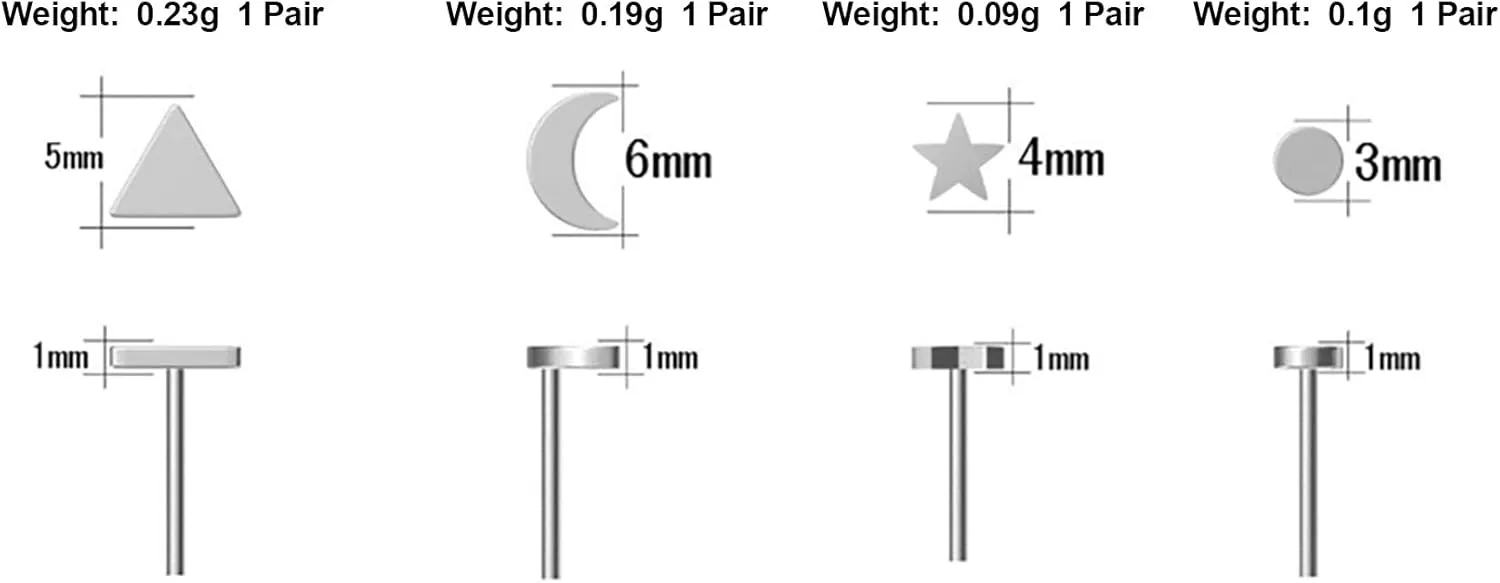 4 Pairs sterling silver Stud Earrings Cute Earrings sets for Women Star Moon Ball Heart Clear Studs earrings for Women