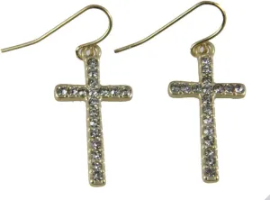 4031217 Cross Earrings with Rhinestones Christian Religious Gift Jewelry Faith Message