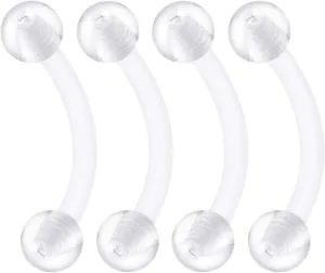 4PCS Flexible Acrylic Clear Curved Barbell Retainer 16 Gauge Ball Tragus Earrings Eyebrow Piercing Jewelry See More Sizes