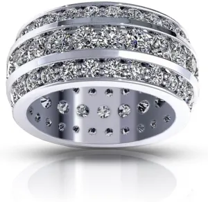 5.00 ct Ladies Three Row Round Cut Diamond Eternity Wedding Band Ring in Platinum