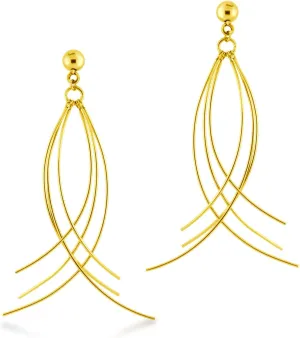 555Jewelry Womens Stainless Steel Curved Threader Drop Dangle Statement Earrings
