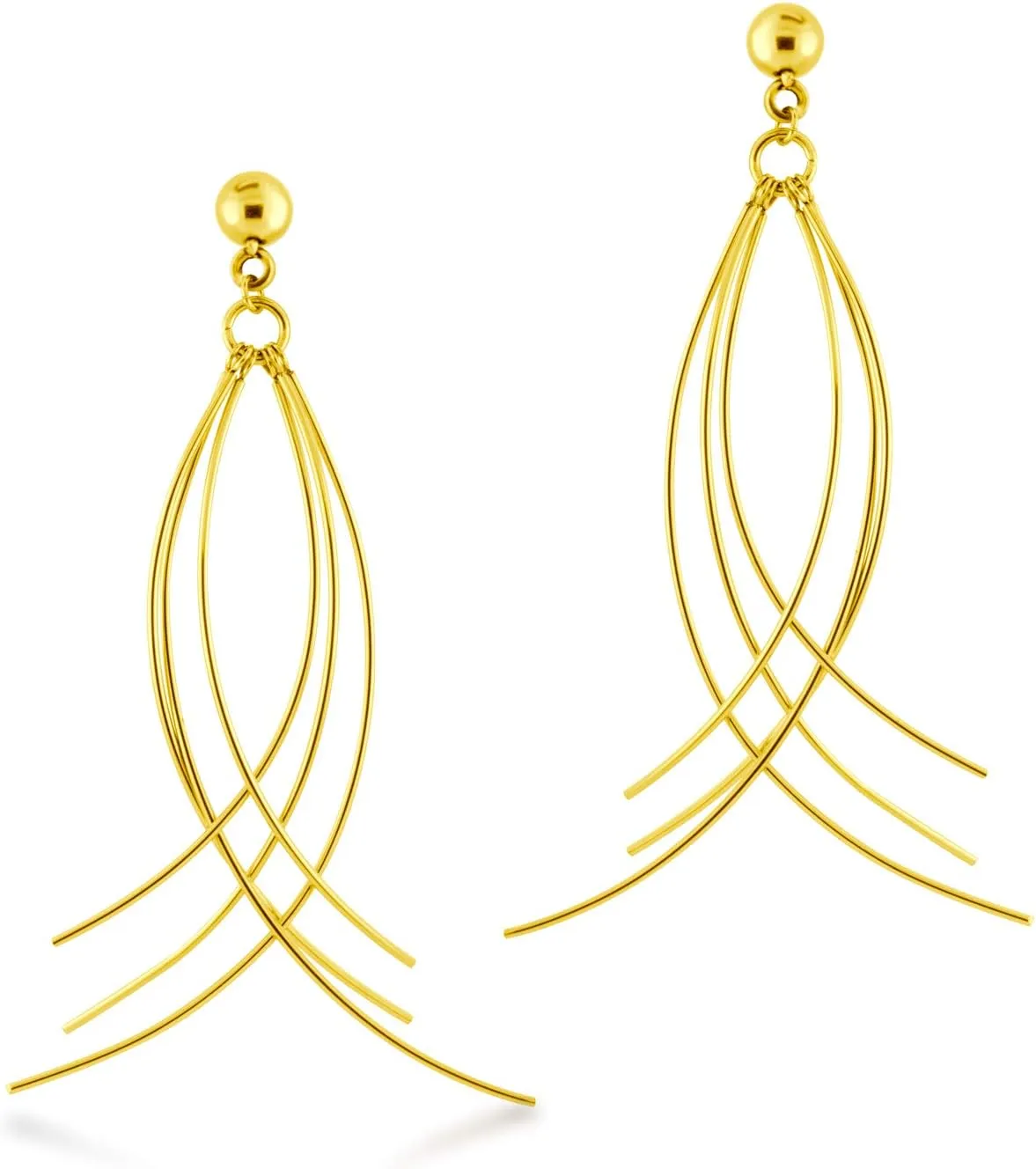 555Jewelry Womens Stainless Steel Curved Threader Drop Dangle Statement Earrings
