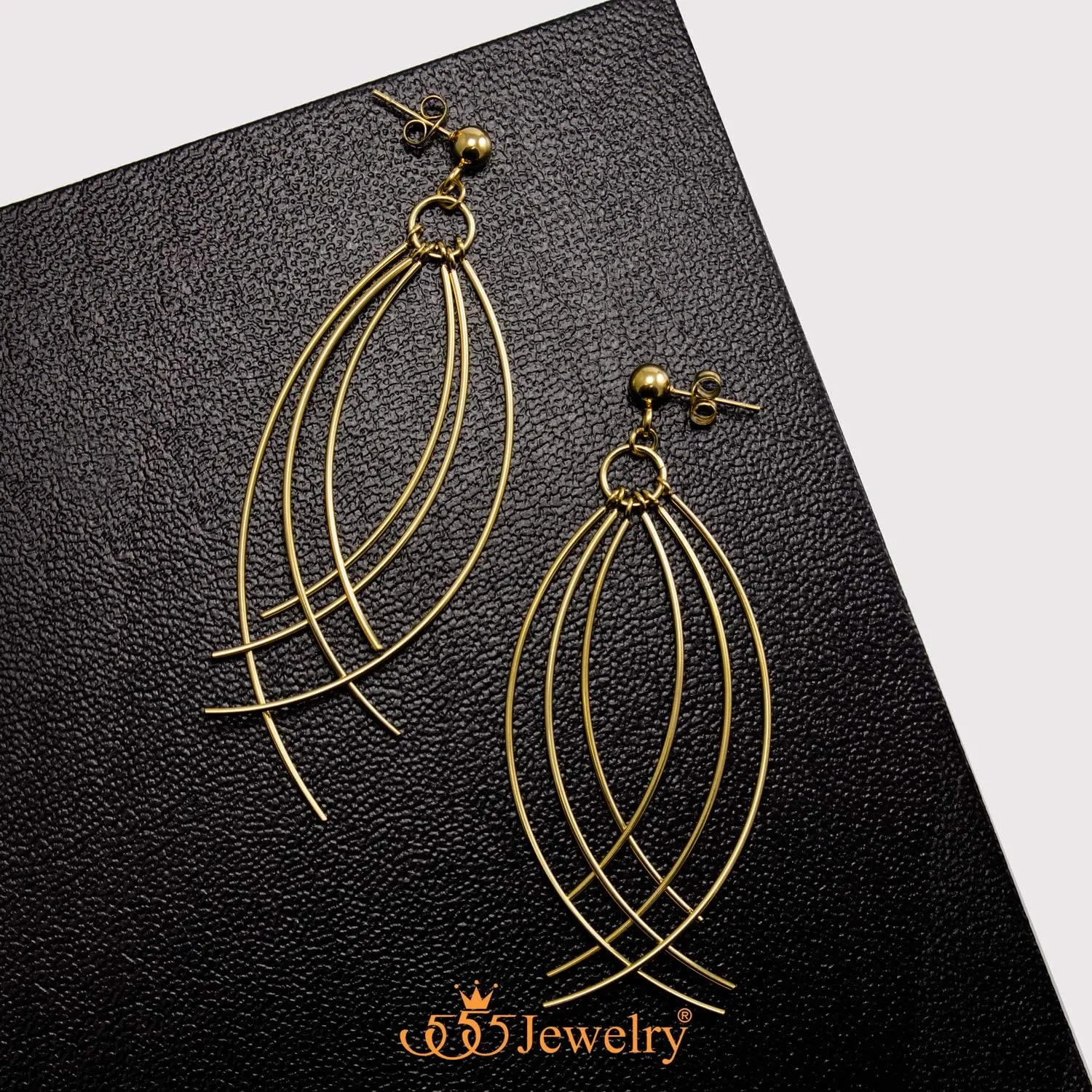 555Jewelry Womens Stainless Steel Curved Threader Drop Dangle Statement Earrings