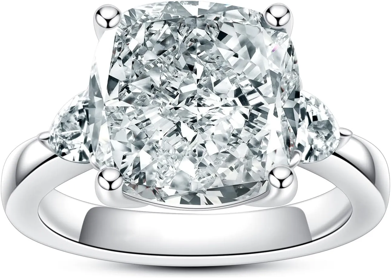 5ct-7ct Cubic Zirconia 3 Stones Engagement Rings 5A Grade Simulated Diamond Round Cut/Cushion Cut/Asscher Cut/Heart Cut/Emerald Cut CZ Anniversary Promise Wedding Rings for Women