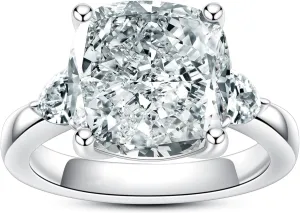 5ct-7ct Cubic Zirconia 3 Stones Engagement Rings 5A Grade Simulated Diamond Round Cut/Cushion Cut/Asscher Cut/Heart Cut/Emerald Cut CZ Anniversary Promise Wedding Rings for Women