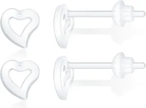 6 Pairs Invisible Plastic Post Earrings For Sensitive Ears - Clear, Sports & Work